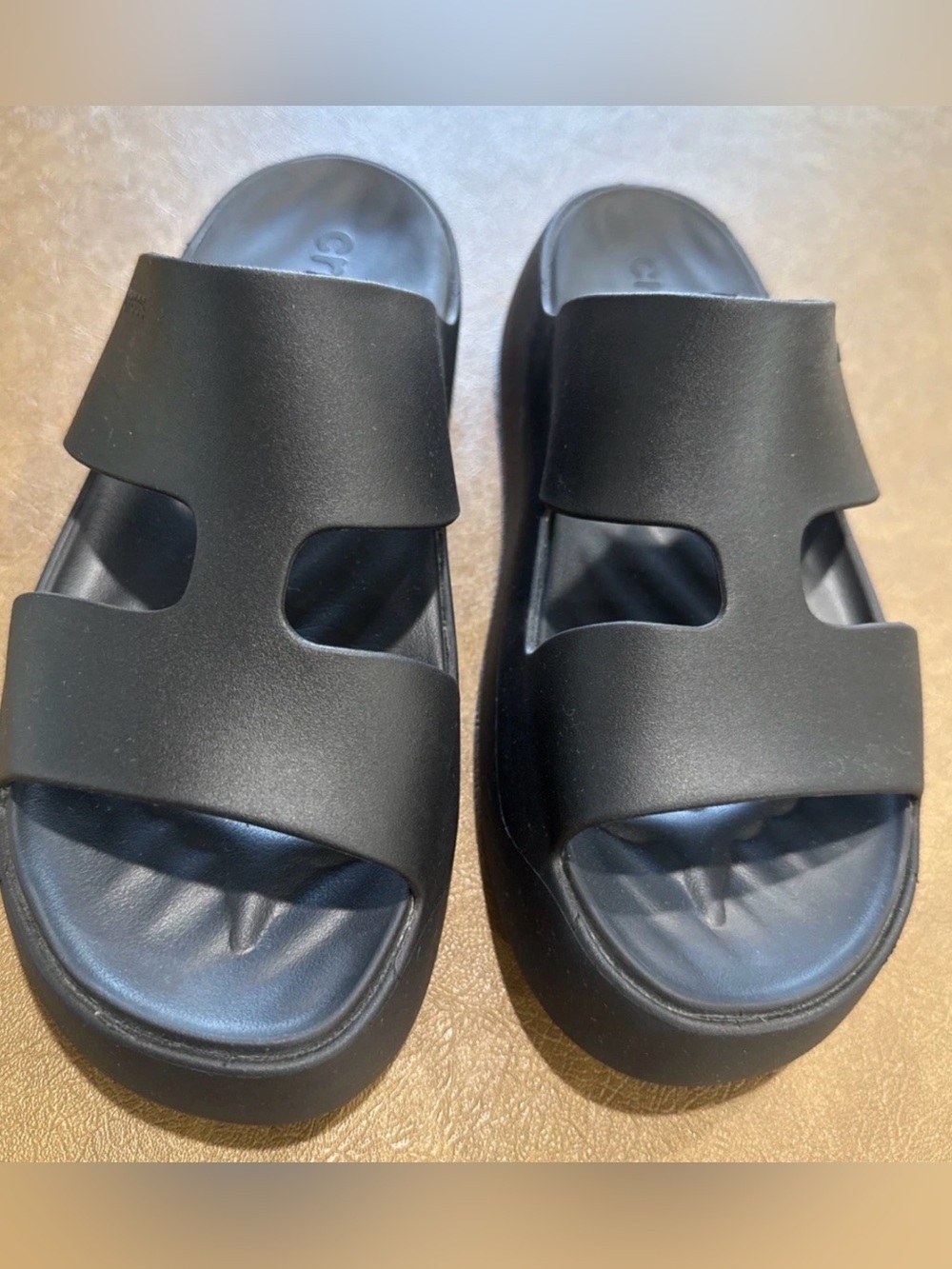 Crocs Womens Sz 10 Getaway Platform H-Strap Sandals Slip On Casual Comfort Black